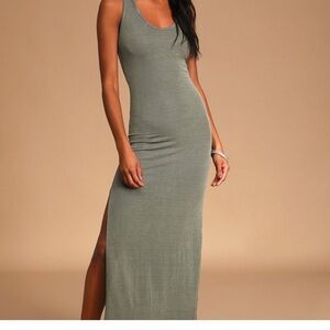 Lulu's Sage Green Sleeveless Maxi Dress